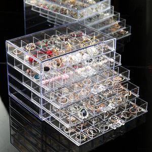 Förvaringslådor fack 120 rutnät akrylörhängen öronsnäckor avtagbar 5 lager smycken smycken låda lådan transparent nagel display arrangör 220830