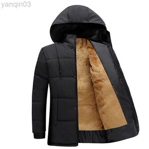 Erkek ceketleri yeni moda klasik parka düz renkli sahte peluş iç kapşonlu uzun kollu ceket sıcak sonbahar aşağı resmi L220830