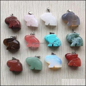 Charms scolpito animale coniglio ciondoli in pietra naturale assortiti pendenti di cristallo per accessori collana creazione di gioielli goccia Deli Sexyhanz Dhark