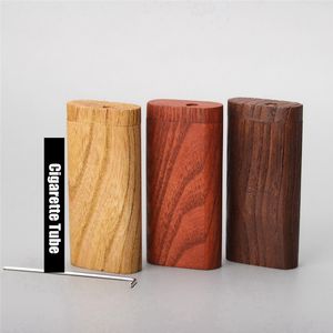 Caixa de madeira natural port￡til erva seca tabaco portador de cigarro fumando aborda um apanhador de casteiro caixa de armazenamento de cachimbo de batente