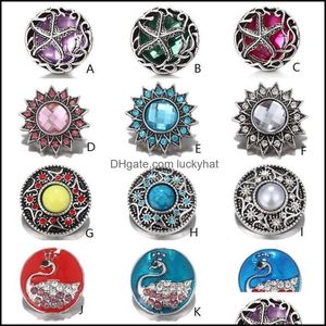 Clasps Hooks 12 Colors Noosa Ginger Snap Jewelry Rhinestone Starfish Flower Chunks Geometric 18Mm Buttons Diy Bracelet Dhseller2010 Dhjsu