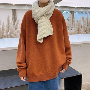 Men's Sweaters 2022 Men's Loose Casual Round Neck Coats Solid Color Pullover Long Sleeve Cashmere Knitting 7-color Homme Wool M-5xl