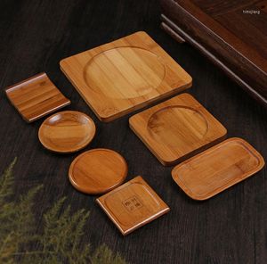 Bord mattor 100st Natural Bamboo Cup Mat Classic Tea Tray Pad Square Bowl Teapot Coastier Accessories SN2291