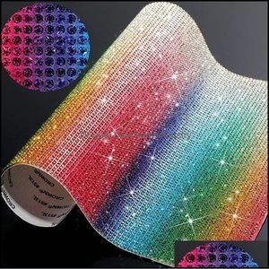 Decorazione per feste Arcobaleno Cristallo Strass Adesivo Fai da te Decorazione per feste Fogli autoadesivi con gemme glitterate per cellulari Dhcts