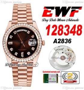 EWF DATA DATA 128348 A2836 AUTOMÁTICO UNISSISEX Relógio Mens Ladies RG Diamonds Borte Diamante Diamante Diamo