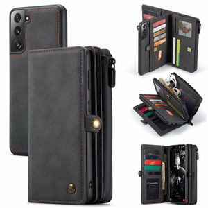 Premium Leather Phone Cases For Samsung Galaxy S22 S21 FE S20 Plus Ultra A72 A52 A71 A51 Note Zipper Wallet Detachable Magnetic C2568