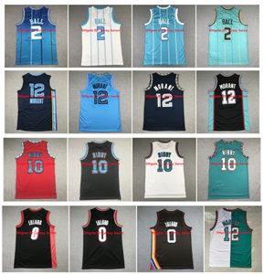 Sl Ja Morant Basketball Jersey Lamelo Ball Mike 10 Bibby Hornet Damian 0 Lillard Memphi Grizzlie Green White Blue Size S-XXL