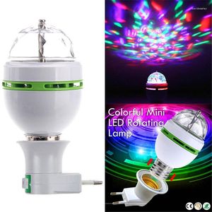 Strings Full Color w Mini E27 RGB LED Lamp Auto Rotating Dj Disco Stage Lighting V Holiday Bulb For Bar KTV
