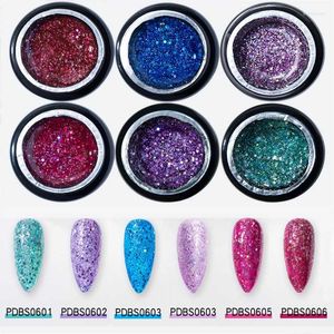 Nail Gel Art Poth￩rapie Polish 6 Color ￩toiles clignotantes Nails r￩fl￩chissants paillettes Diy Manucure Varnis UV TSLM1