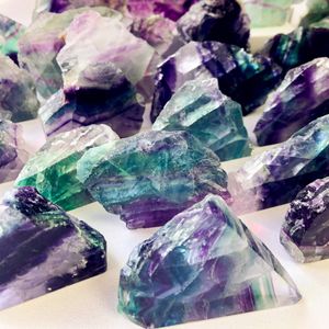 Naszyjniki wiszące funt duży szorstki fluorytowy kamień kryształowy naturalny tęczowy purpur zielony okaz