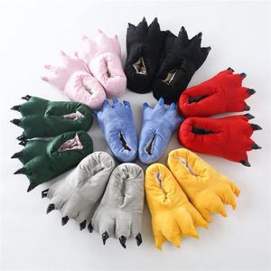Slipper Winter Indoor Floor Dinosaur Claw Plush s Shoes Home Donna Uomo Monster Foot Genitore-bambino 220830