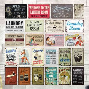 Metal Painting Laundry Sign Vintage Tin Sign Plaque Metal Vintage Retro Metal Sign Wall Decor for Laundry Room T220829