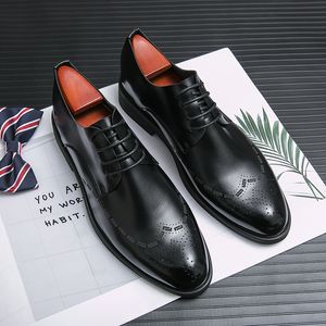 UOMINI BLACK BROGUE SCARPE PU SCARICO SCURO SULLA SULLA FASCA CASA CASA CHUASTURA PARTENZA DELLA VERSATILE AD049 4944