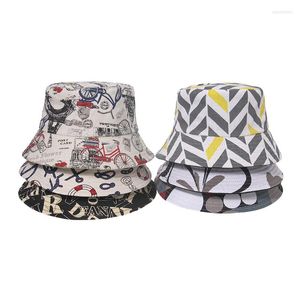 Berets 2022 Bucket Hat For Women And Men Graffiti Boat Anchor Digital Lovely Cartoon Printed Outdoor Travel Sunbonnet