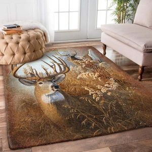 Dywany Elk 3D Drukowana mata dywanowa do salonu Doormat Flannel Flannel Print Sypialnia bez poślizgu dywan 02