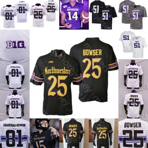 Camisa de futebol Northwestern Wildcats NCAA College Xander Mueller Ryan Hilinski Evan Hull Cam Porter Malik Washington Raymond Niro III Gordon Navarro III