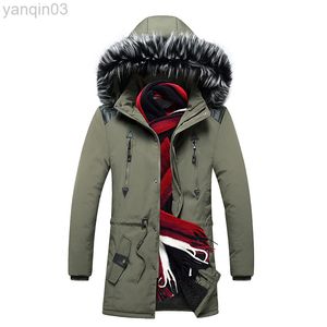 Men's Jackets Winter Long Mens 2022 Casual Thick Fur Hooded Parka Men Brand Padded Male Cotton Military Outerwear L220830