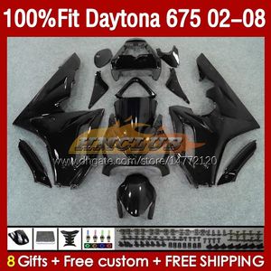 Injektion Black Glossy Fairings for Daytona-675 02-08 Daytona 675 R 675R 02 03 04 05 06 07 08 BOODYWORK 148NO.55 DAYTONA675 2002 2003 2004 2005 2005 2006 2007 2008 OEM Body Kit Kit Kit Kroppssats