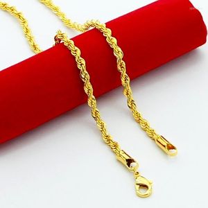 Ketten Großhandelspreis 3mm 20-30 Zoll männliche Goldhalskette 24k Gelb gefüllte Twist-Kette Halsketten für Männer Frauen
