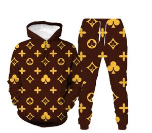 Tute da uomo Tuta da uomo con cappuccio stampata in 3D Tuta da due pezzi Designer Felpa con cappuccio Pantaloni da tuta Pantaloni Felpa con cappuccio Alta qualità Louiseitys Comoda tuta da uomo