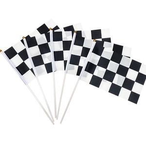 14x21cm Black and white grid racing flag Hand waving Banner Flags