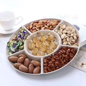6-Compartment Food Storage Dishes Tray Dried Fruit Snack Plate Appetizer Serving Platter for Party Candy Pastry Nuts Dish 20220830 Q2