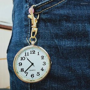 Pocket Watches Est Quartz Watch Keychain Clocks Round Dial Portable Simple Pendant For Women Men