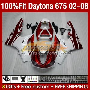 Daytona 675の射出型型フェアリング675R 02 03 04 05 06 07 08 Red Pearl Blk Bodys 148No.18 Daytona675 Daytona 675 R 2002 2003 2004 2005 2006 2007 2008 OEMフェアリングキット