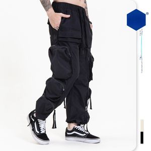 Hipster Multi-Pocket Cargo Pants High Street Função Casual Homens Casual