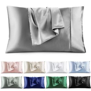 Fata Paese Silk Satin Pillow Case for Hair Skin Soft Breathable Smooth Both Sided Silky Pillow Cases Covers with Envelope Closure King Standard Size 2pcs HK0001