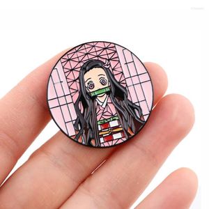 Brosches kimetsu no yaiba lapel stift för ryggsäckar anime märken manga brosch år gåva emaljstift på kläder söta smycken