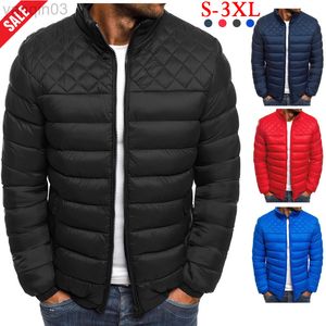 Männer Jacken Parka Winter Warm Stehkragen Puffer Solide Plus Größe Mantel Zipper Streetwear Casual L220830