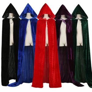 Women's Cape Gothic Hooded Cloak Adult Elf Witch Long Purim Carnival Halloween Cloaks Capes Robe Larp Women Men Vampires Grim Reaper Party 220830