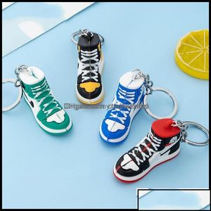 Keychains Keychains Fashion Accessories 2022 Selling New Style Stereo Sneakers Button Pendant 3D Mini Basketball Shoes Model Soft Pla Dhqh7