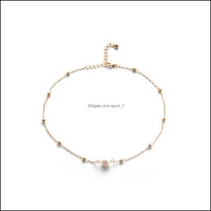 Beaded Necklaces Pearl Choker Dainty Adjustable Necklace 18K Gold Plated Ctured Barque Pearls Tiny Chain Delicate Mother Dhseller2010 Dhmvl