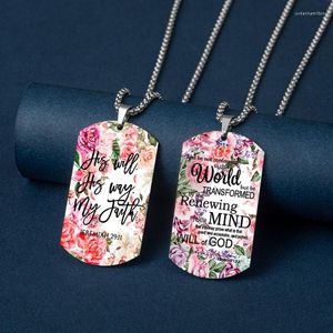 Halsketten mit Anhänger „On Everything Give Thank For This Is The Will Of God“-Zitat mit Bibelvers-Halskette aus Titanstahl, Statement-Schmuck