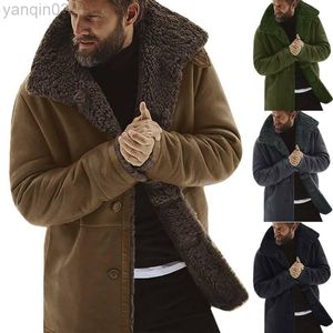남자 재킷 겨울 양털 두께 두꺼운 따뜻한 아웃 루어 가죽 긴 소매 모피 로파 드 옴프 의류 l220830