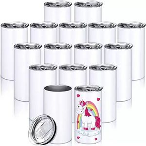 Sublimation Blanks Straight Stainless Steel Tumblers with 12oz Shrink Wrap Great DIY Gift for Friend