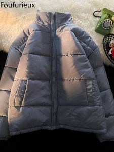 Męskie kurtki Foufurieux jesienne zima kurtka z całego meczu mężczyźni kobiety lekkie ciepłe top luźne stand-up kołnierz solidny zimny płaszcz chlebowy L220830