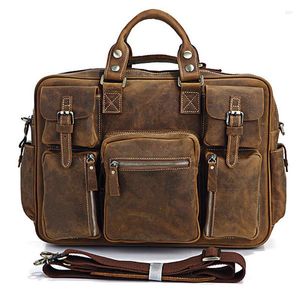 Duffel Bags Vintage Crazy Horse Leather Men Travel Bag Of Trip Genuine Duffle Luggage Overnight Weekend Carry On