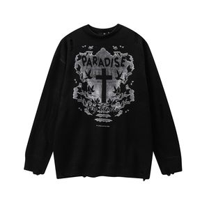 Herrenpullover Raj drukuj zgrywanie Goth kobiety mczyni swetry Y2k czarny dzianiny Vintage sweter Harajuku ponadgabarytowych mskie markowe ubrania 220830