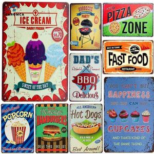 Pittura in metallo Delicious Food Poster Targa in metallo Targhe in metallo Retro Piastra in ferro Pittura Negozio Ristorante Wall Sticker Craft Decor T220829