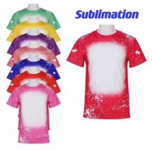 Sample Party Supplies Sublimation Bleached T-shirt Heat Transfer Blank Bleach Shirt fully Polyester tees US Sizes for Men Women 20 colors