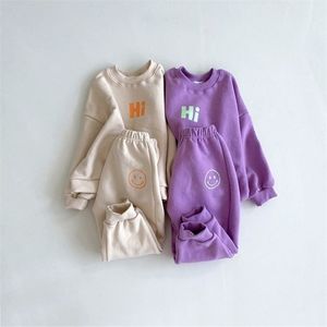 Clothing Sets Toddler Baby Girl Clothes Sets Winter Cotton Long Sleeve Sports Sweatshirt Solid Trousers 2pcs Children Clothes Set Autumn 220830