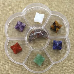 Pendant Necklaces Sunshine Mini 7 Chakra Crystal Platonic Solid Geometric Amethysts Polished Tumbled Reiki Healing Natural Stone Set