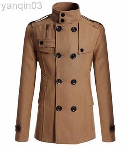 Мужские куртки Slim Fit Long Jacket Тепленая двойная грудь павлинская куртка Black M-XXL L220830