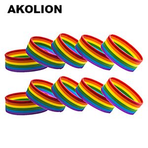 Pulseira de arco -íris lgbt orgulho arconsual gênero assexual gênero bissexual pulseira de joalheria de silicone 10pcs muito