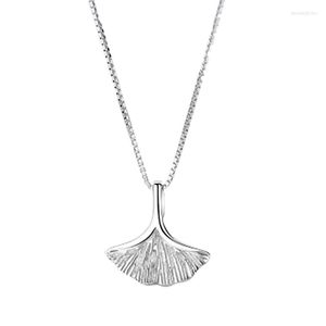 Chains JrSr 100% 925 Sterling Silver Luxury Ginkgo Leaf Pendant Clavicle Necklace 2022 Woman Fashion DIY Jewelry Gift