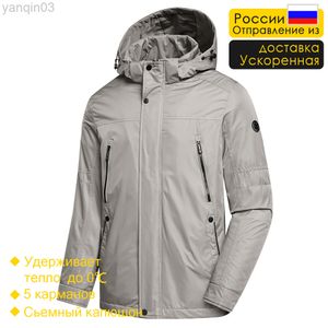 Herrjackor 2022 Spring Brand New Long Casual Thick Warm Padded Hood Autumn Classic Outfit L220830