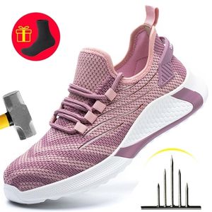 Dress Shoes Fashion Safety Woman Work Boots PunctureProof Sneakers Steel Toe Female Footwear 220829